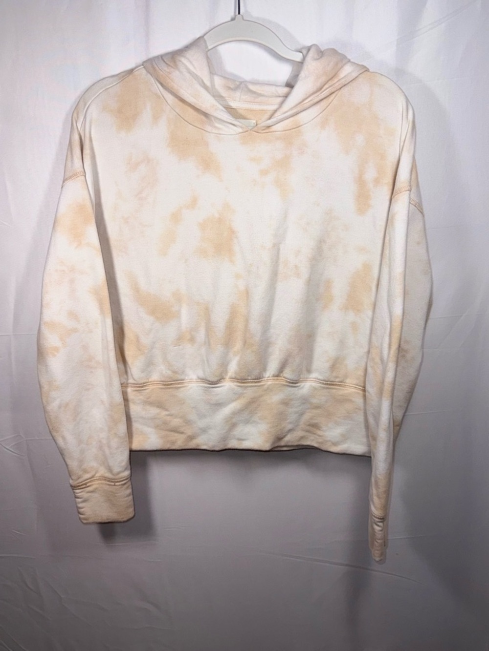 Offline by Aerie Tie-Dye Orange/Beige Cropped Hoodie Pullover Size Small